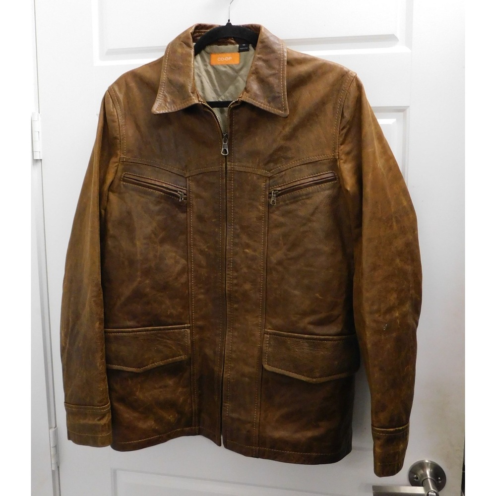 Vintage COOP Marcello Pampaloni Authentic Brown Leather Jacket Italy sz 48